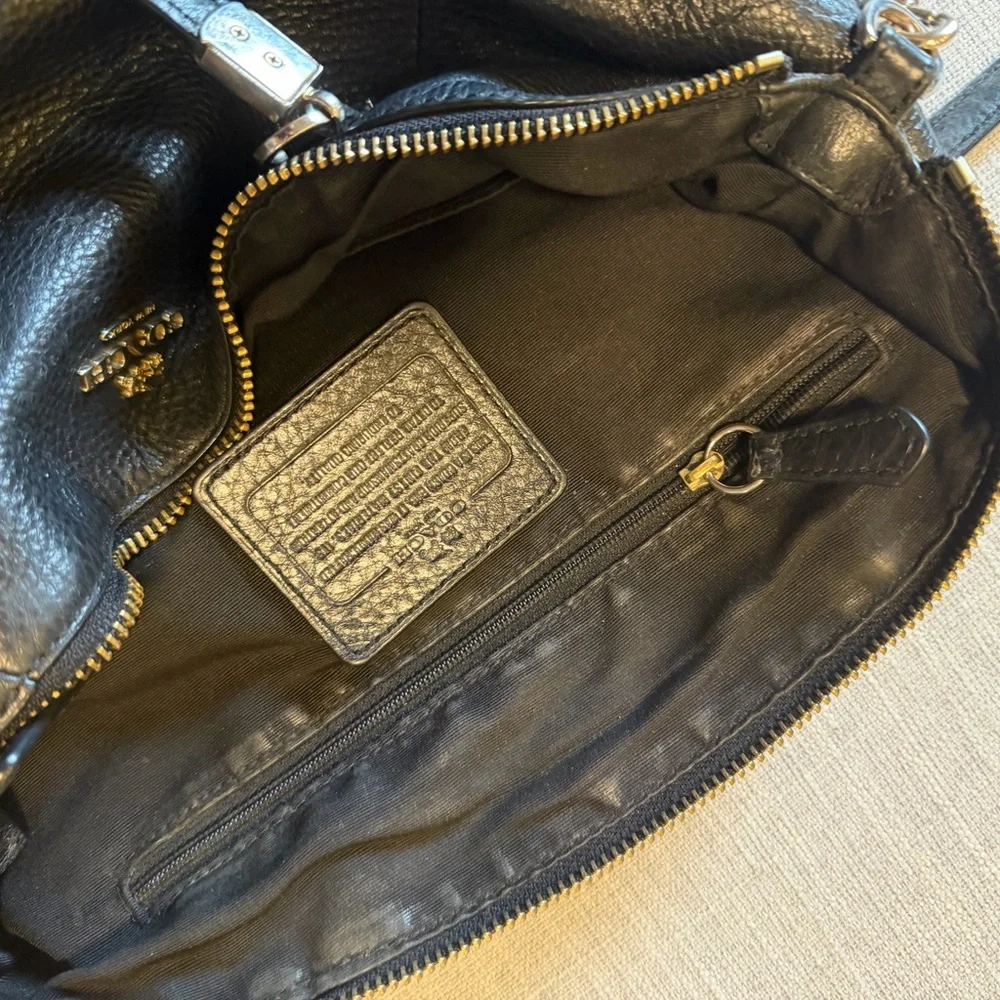 Coach Black Pebbled Leather Satchel Crossbody Bag Zip Top - Picture 4 of 13